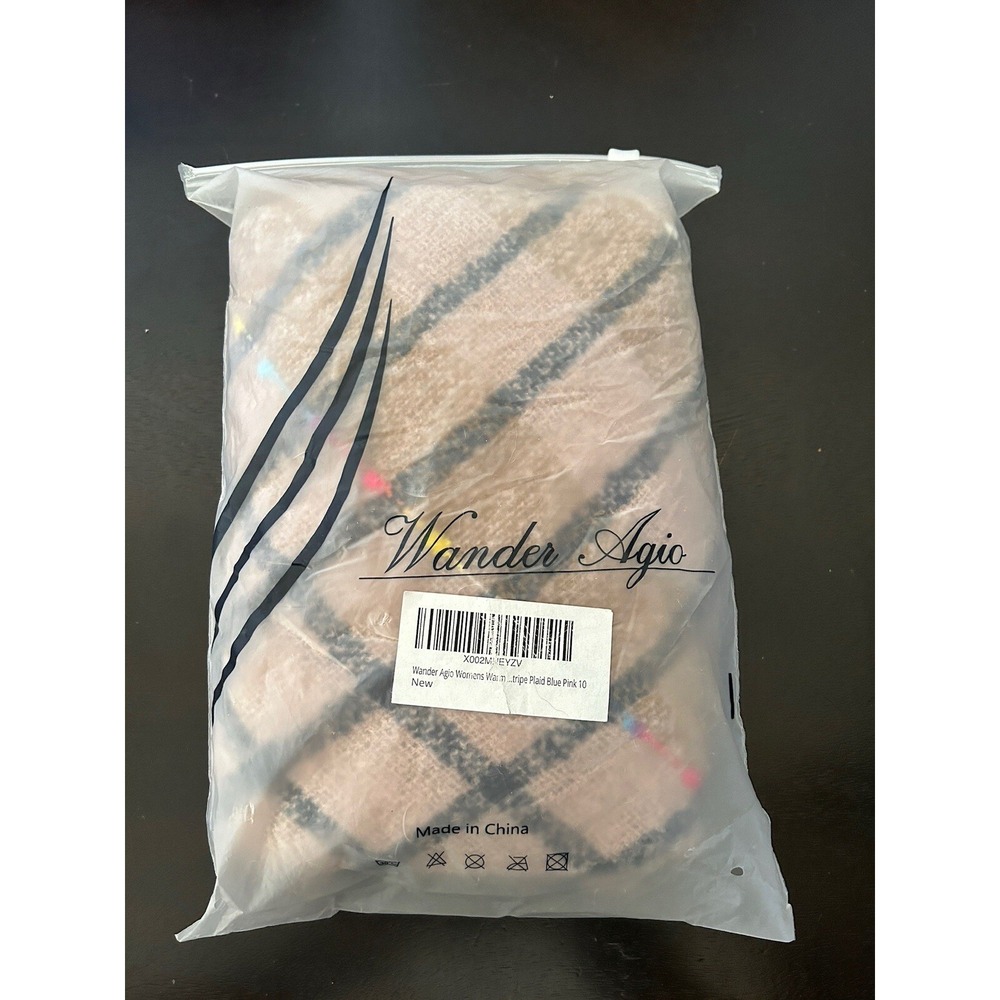 Wander Agio Women's Fashion Long Shawl Big Grid Winter Warm Scarf Pink/Blue/Tan